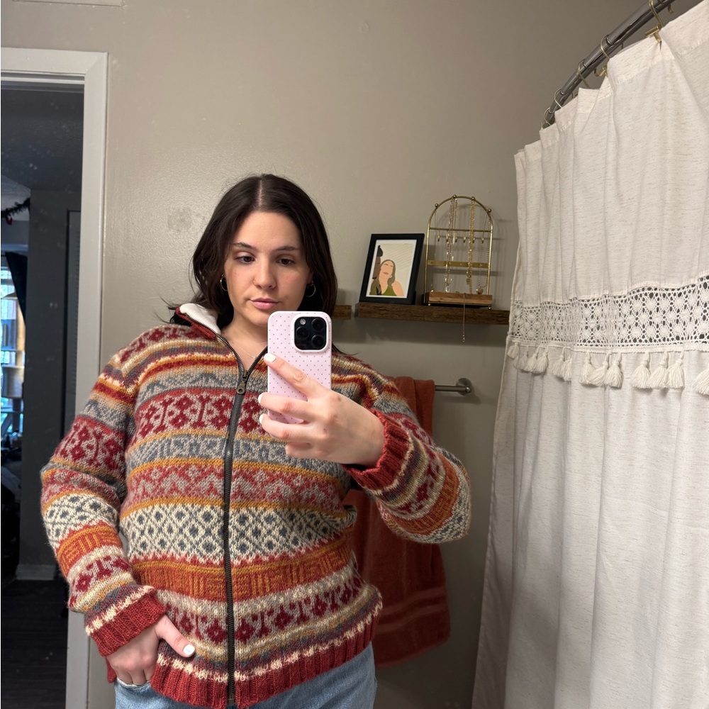 MEXICANA Red and Orange Patterned Women's Cardigan